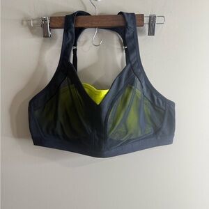 Fabletics Joliet High-Impact Black Sports Bra with Neon Yellow Lining